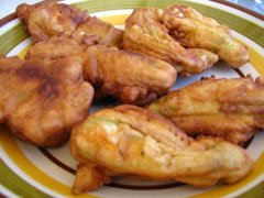 Fried stuffed zucchini blossoms