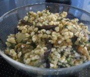 Burghul with Fried Eggplant and Herbs