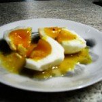 Boiled eggs in lemon oil sauce