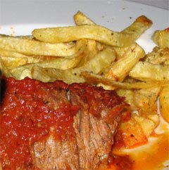 Beef with red sauce
