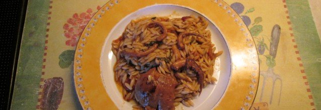 Squid with orzo